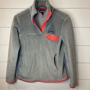 Patagonia Gray and Coral Fleece Pullover Womens Size Small